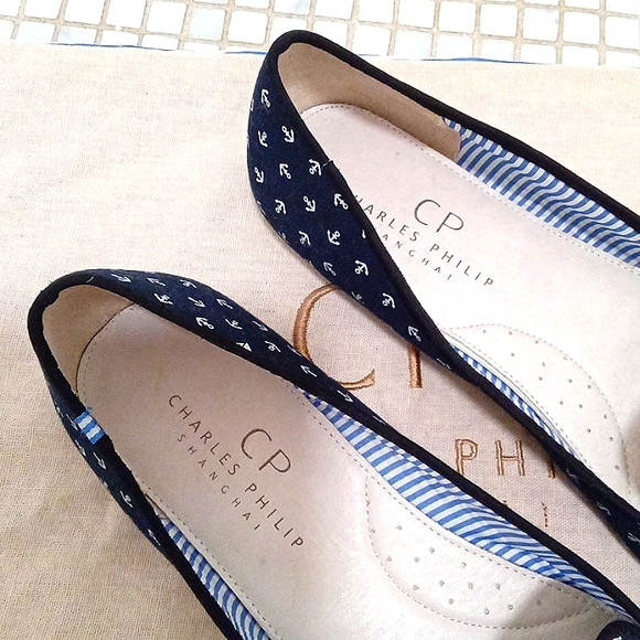 CHARLES PHILIP Navy Nautical Flats 9 - Picture 3 of 10